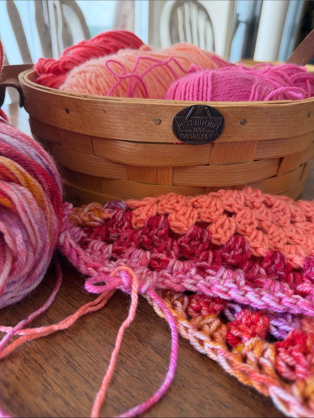 PETERBORO Basket Company Round 12" With Leather Handles